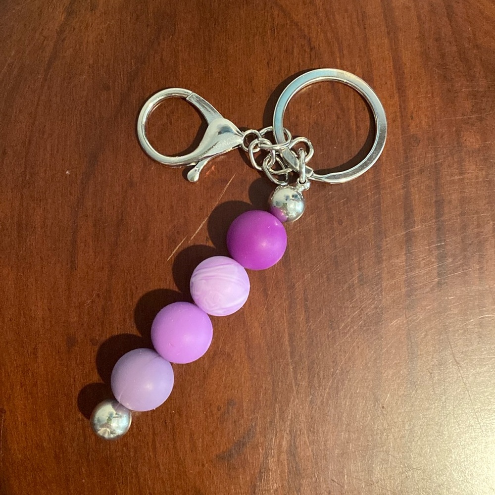 Purple Silicone bead keychain